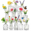 36 Pcs Artificial Flowers Table Centerpiece with Vases Colorful Wildflower Centerpieces Silk Flower Arrangement for Wedding Baby Shower Table Centerpieces Party(Fresh Color,Clear) - style: Fresh Color