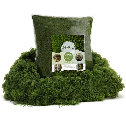 USMOLA 16OZ Fake Green Moss for Crafts, Artificial Moss for Potted Plants Decor, Bulk Moss for Indoor/Outdoor Use, DIY Floral Arrangements, Terrariums & Fairy Gardens (Dark Green)