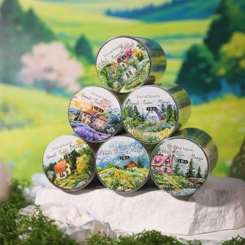PET Tape Stickers for Journaling 6 Rolls Flower Washi Tape Stickers Decorative Tape for Crafts Scrapbooking Junk Journal Supplies, County Life - color: County Life