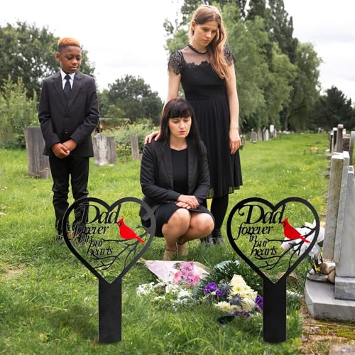Grave Decorations for Cemetery, Cemetery Decorations for Dad Grave, Memorial Graves Markers - style: Heart Dad-A