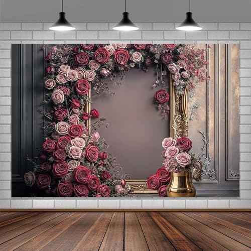 10X8ft Wedding Rustic Barn Door Photography Backdrop Vintage Wood Board Pink Purple Rose Flowers Bridal Anniversary Party Photo Shoot Decor Props - color: Multi7, size: 10X8ft