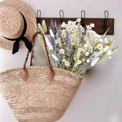 Dried Flowers Bouquet Dried Daisy Flowers Natural Lavender Dried Flowers Bunny Tails Gerber Daisies Flowers Wheat Stalks Floral Arrangements for Wedding Table Centerpiece Decor Farmhouse DIY - color: Natural
