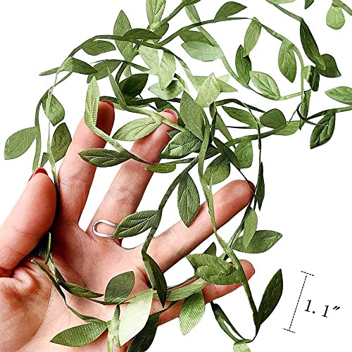 132 ft Large Leaf Trim Ribbon,Artificial Greenery Garland Vines for Baby Shower DIY Craft Wreaths Party Wedding Home Spring Decoration - size: Large 132 ft