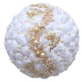 Sharebeauty 5.9 Inch Handmade Satin Rose Bridal Bouquet Toss Round Wedding Bouquet Throw Toss Artificial Flower Bunch White - color: W322g11 White, size: 5.9 inches / 15 cm
