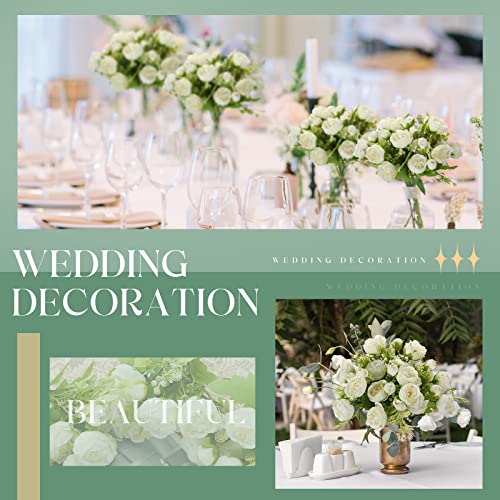 Sumind 16 Bundles Peonies Artificial Flowers Bulk Wedding Silk Faux Flowers with Stems Faux Peony Wedding Bouquets for Bride Florals Arrangements Decor for Table Centerpiece Vase Decoration(White)