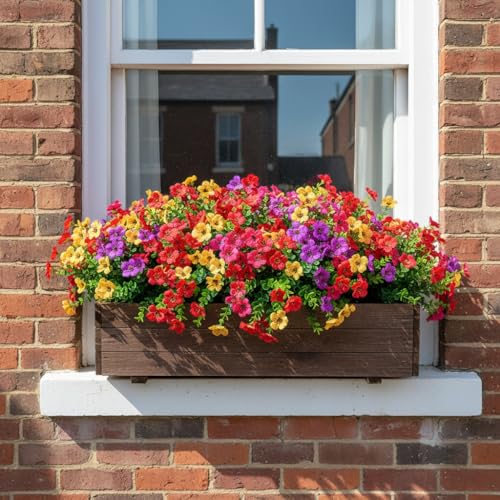 LADADA UV Resistant Mixed Artificial Flowers for Outdoor Garden Patio Porch Decor - color: 4 Color