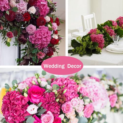 Hydrangea Artificial Flowers, 20 Pcs Hot Pink Hydrangea Artificial Flowers Bulk, Faux Hydrangea Flowers For Outdoor, Fake Silk Fuchsia Hydrangea Flowers With Stems For Wedding Decoration Decor - color: Fuchsia, size: 20 Pcs