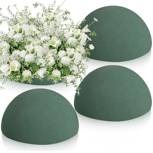 STEFORD 4 PCS Round Floral Foam Blocks Half Balls, Wet & Dry Green Flower Foam for Fresh and Artificial Flower Arrangements (7.5 x 3.7 Inches) - size: 7.5 x 3.7 Inch