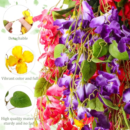 XunYee 8 Pcs Artificial Hibiscus Flowers for Outdoors Spring Summer Decor Fake Hanging Flowers Plants Uv-Resistant Faux Hibiscus Flower for Outside Porch Patio Front Door (Multiple Colors) - color: Multiple Colors