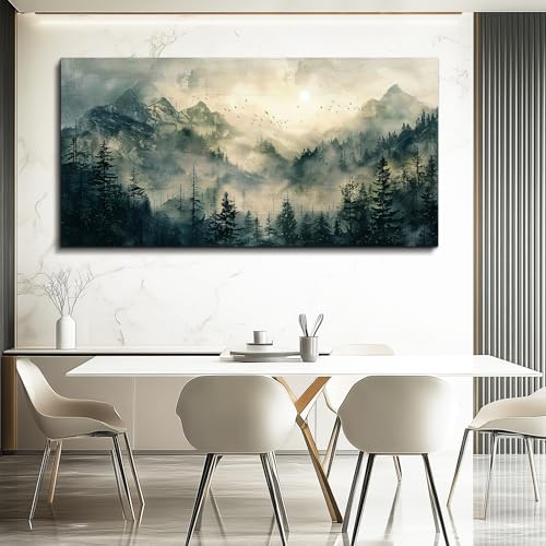 FUHAIHUA Canvas Wall Art For Living Room Framed Wall Decor For Bedroom Modern Office Wall Decoration Forest Fog Landscape Paintings Farmhouse Pictures Artwork Room Aesthetic Home Decor 20x40 In - color: Forest Fog, size: 40"L x 20"W
