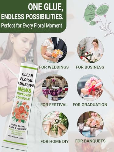 1 Pack 50g Floral Adhesive Floral Glue for Fresh Flowers Corsages Boutonnieres Wristlets Fast Drying Waterproof Liquid Adhesive