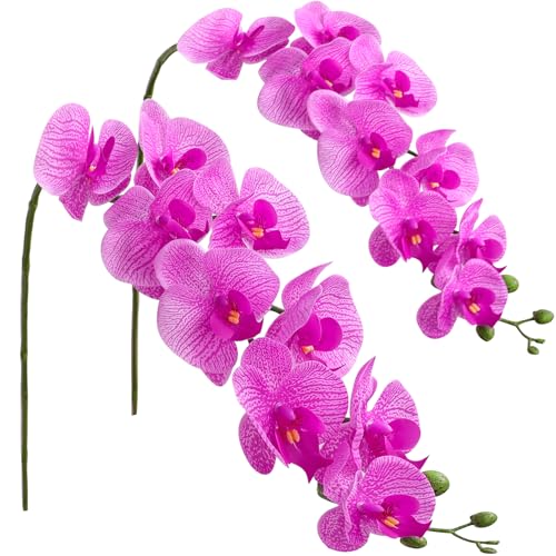 Floroom 2pcs Faux Phalaenopsis Orchid Fake Artificial Flower with Stems, Real Touch Large Blooms 40 Inch for DIY Bouquets, Wedding Centerpieces & Home Decor, Light Purple - color: Light Purple