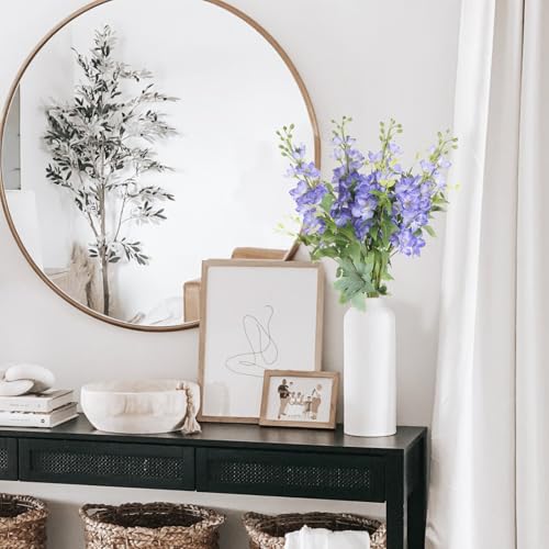 8PCS Voilet Artificial Delphinium Flowers with Clematis Greenery Long Stem Artificial Flowers Purple for Tall Vase for Home Wedding Floral Arrangement Centerpiece Table Decor (Voilet) - color: Violet
