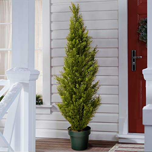 National Tree Company Artificial Tall Potted Shrub, Arborvitae, Green, Includes Dark Green Pot Base, Outdoor Collection, 48 Inches - size: 4ft