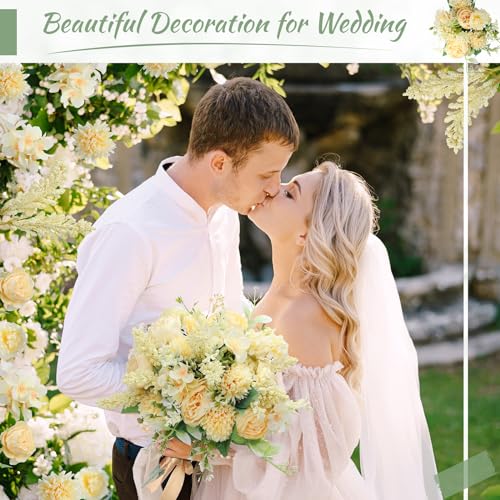 Zeyune 8 Pcs 13.4 Inch Artificial Flowers Bouquet Fake Silk Flowers Faux Bouquet Hydrangea Bouquets for Wedding Birthday Table Centerpieces Home Office Decoration (Peony,Champagne) - color: Champagne, size: Peony