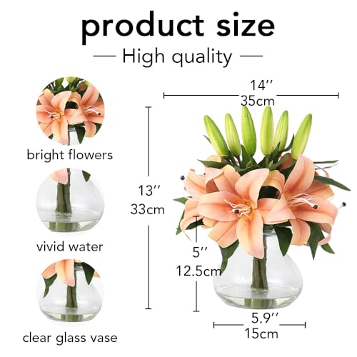 GarveeHome Artificial Lily Flower, Faux Lily Flowers Stems for Vase, Silk Fake Flowers for Home Table Office Wedding Party Decor (Orange) - color: Tiger Lily , Orange