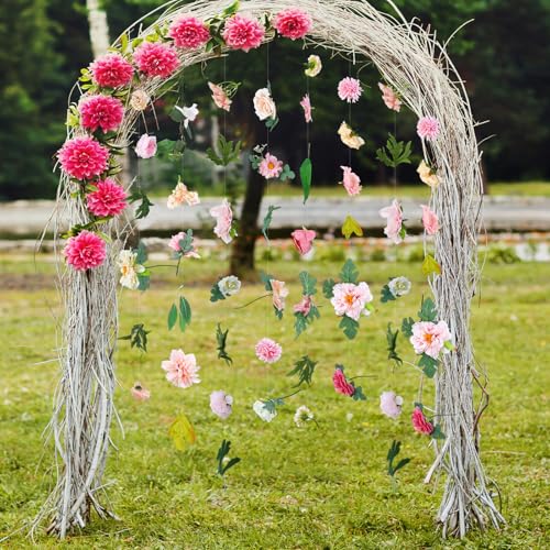 XunYee 6 Pcs 35.4 ft Flower Garlands Artificial Wildflower Vines Floral Hanging Backdrop Fake Flower Garlands Faux Silk Wildflower Vine for Wedding Bridal Shower Home Garden Wall Arch Decor(Blossom) - style: Blossom