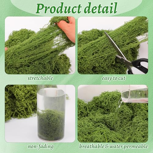 Fake Moss for Crafts 39" x 39" Faux Moss Mat with Base Fabric for Plants and 3.5 oz/ 100g Decorative Artificial Moss Green Faux Grass for Planters Crafts DIY Fairy Garden(Light Green) - color: Light Green