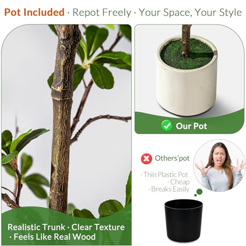 Erimda Faux Black Olive Tree 8ft, Faux Plants Indoor Large Tall Tree Artificial Shady Lady Tree with Natural Wood Trunk & Realistic Leaves, Fake Olive Plant for Home Office Indoor Decor - color: Green, size: 8ft