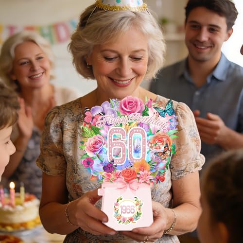 60th Birthday Cards for Women, Light and Music 60 Years Old Happy Birthday Card, Rose Lily Orchid and Butterflies, 10 Inch Forever Flower Bouquet 3D Pop Up 1966 Birthday Gift Card for Women Wife Mom Grandma Sister - size: 1966-60th
