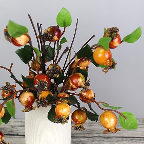 COHEALI Simulation Pomegranate Flower 5Pcs Artificial Rosehip Berries Floral Christmas Floral Picks Sprays Floral Arrangement