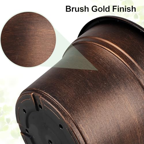 Plant Planters Pots Set of 4 Pack 8 Inch, Plastic Flower Pot For Indoor Plants With Drainage Holes & Trays, Resin Decorative Container Sets With Saucer For House Outdoor Garden Planters Copper - color: Copper, size: 8 inch-4 pack