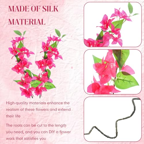 30 Pcs Artificial Faux Bougainvillea Fake Flower Silk Bougainvillea Branches UV Resistant Outdoor Indoor Decoration for Wedding Home Centerpieces Outside Decor (Rose Red) - color: Rose Red