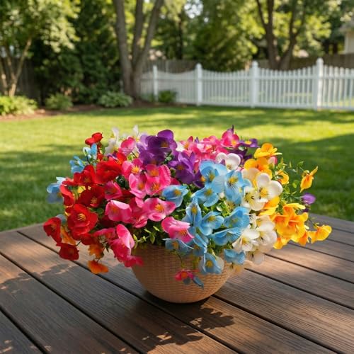 trytuny Artificial Flowers for Outdoor, Realistic Faux Plants for Outside Indoor Porch Patio Window Box Planter Home Decor (12Pcs Mixed Color) - size: 12Pcs Mixed Color