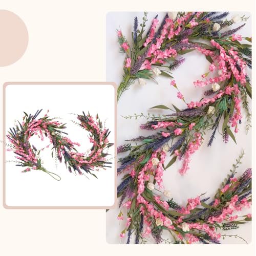 idyllic Purple Lavender Garland – 6ft Artificial Flower Vine for Summer Wreaths, Home Decor Wedding Parties Spring Garland for Indoor/Outdoor Use - size: 6 Ft