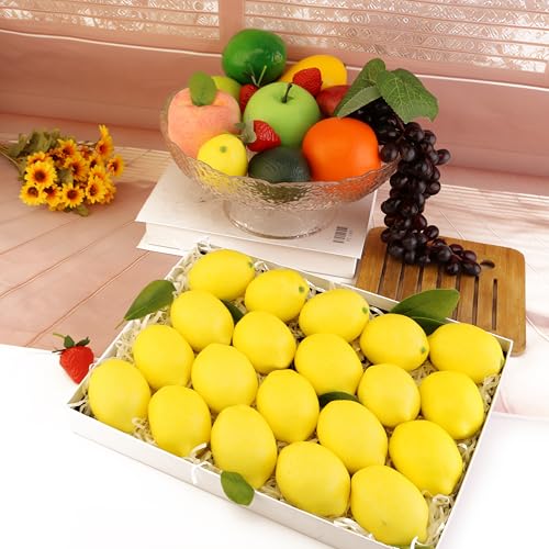 20PCS Artificial Lemon, Realistic Lemon Fake Fruit, Realistic Lemon Ornaments, Summer Fruit Party Photography Teaching Props, Home Kitchen Table - size: 20PCS
