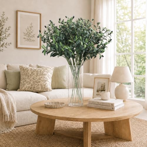 10PCS 32inch Artificial Olive Branches Long Thicken Faux Olive Stems Greenery Plants with Lifelike Olives and Silk Leaves for DIY Floral Crafts Office Wedding Home Decor (Vase Not Included) - size: 32in