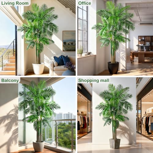 Big Artificial Palm Tree Tall Faux Tropical Trees Indoor Outdoor Realistic Floor Plants Large Fake Plant for Home Living Room Office Decor Porch Outside Patio arboles para Modern Farmhouse decoracion - color: Multi Pole Palm Tree, size: 8ft