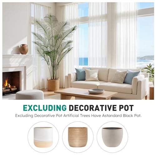 Artificial Palm Tree 7FT Tall Faux Palm Tree Indoor Fake Plants Faux Tropical Plant, UV Resistant & Maintenance Free Indoor/Outdoor Fake Tree in Pot for Home Office Living Room Patio Decor - style: 7FT Fine Leaved