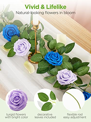 InnoGear Artificial Roses Foam Flowers, 50 Pcs Lilac Roses Artificial Flowers Fake Roses for Decoration DIY Wedding Bouquets Centerpieces Bridal Shower Party Valentine's Day Christmas Xmas - color: Lilac