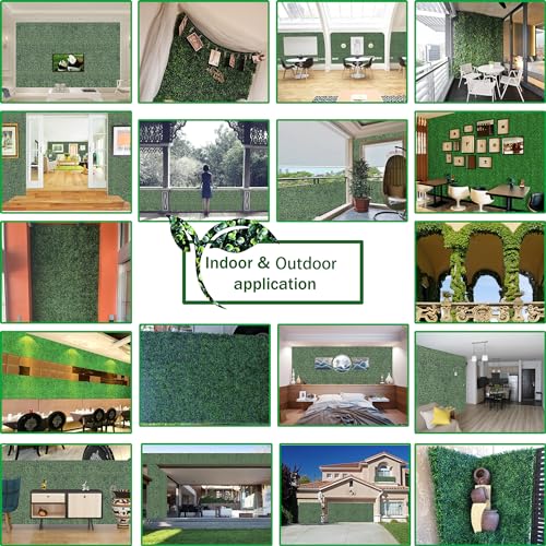 ODTORY Artificial Grass Wall Backdrop Panels: 20X20 in 24P UV-Anti Greenery Boxwood Panels for Indoor Outdoor Green Wall Decor & Ivy Fence Covering Privacy - size: 20*20IN 24P
