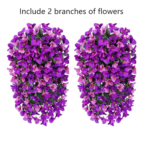 HyeFlora Bougainvillea Artificial Hanging Flowers Plants for Outdoors Decoration, 2pcs Fake Flowers Silk Bougainvillea Vines Realistic UV Resistant Faux Flowers for Outside Planters Porch Patio, Mix - color: Fuchsia + Light Fuchsia