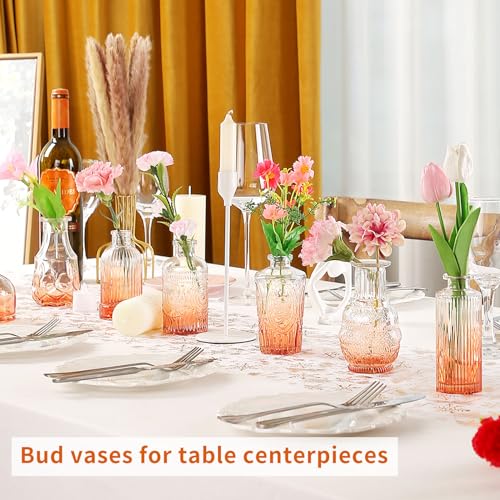 Mini Glass Bud Vases Flower Vases for Centerpieces- Ideal for Home Decor, Wedding & Bridal Shower Centerpieces, Party & Anniversary Decorations, Candle Holders,Aromatherapy Bottles(30 pcs,Light red) - color: Light Wine-red, size: 30 pcs