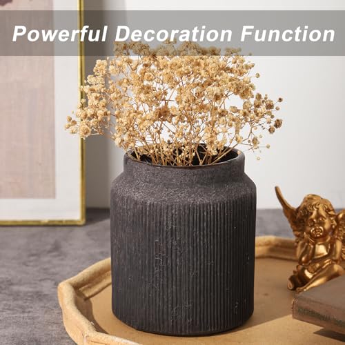 Farmhouse Vase for Home Decor, Vintage Rustic Terracotta Flower Vase Suitable for Home Decor, Living Room, Shelf, Dining Table. 4.4IN*5.1IN ZSHLXM - color: Dark Brown, size: 4.4 x 5.1 inches