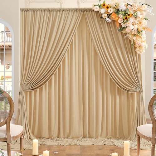 10ft x 8ft Wrinkle Free Champagne Backdrop Curtains for Parties, Thick Fabric Photo Backdrop Drapes for Weddings Photography Birthday Party Backgrpund Decor - color: Champagne2, size: 10ftx8ft