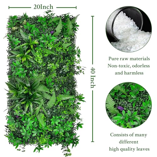 ODTORY Artificial Greenery Wall Panels: 20"x 20" 2P UV-Anti Faux Green Grass Wall Privacy Backdrop Fence Screen for Garden Fence Covering Privacy, Outdoor Indoor Home Decor - size: 20 X 20 IN (2P)