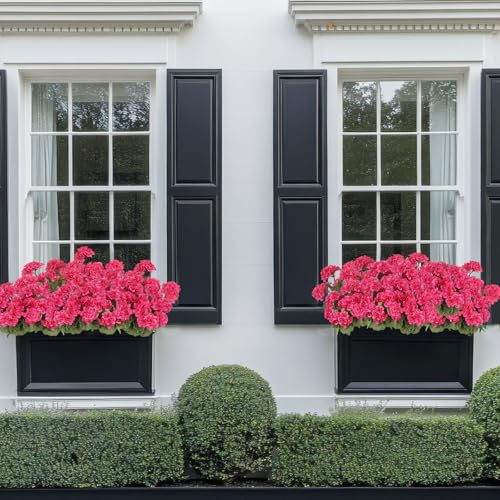 4 Pcs Artificial Geraniums Flowers for Outdoors Silk Geranium Outside UV Resistant Rose Red Fake Plants Faux Flowers for Outdoor Planters Garden Patio Porch Window Courtyard Indoor Home Decor - color: Rose Red