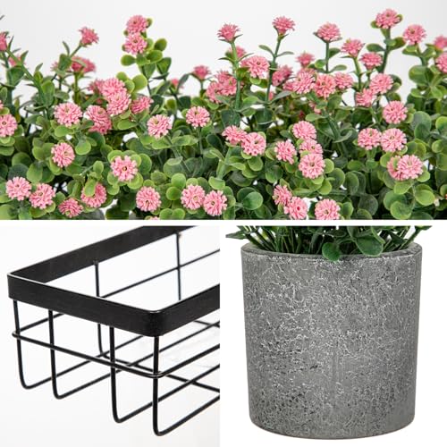 DILATATA Baby's Breath Artificial Flowers Table Centerpiece Decoration Potted Artificial Babys Breath Small Fake Plants for Shelf Desk Home Decor Fake Pink Babys Breath Flower with Vase - color: Pink