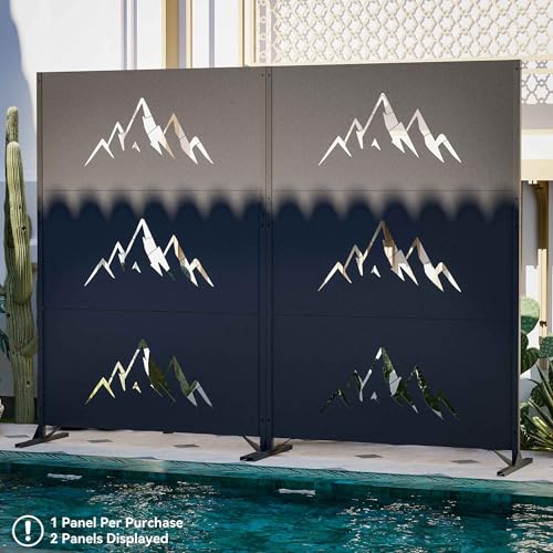 Modern Shade 4x6 FT Metal Privacy Screen with Artistic Modular Designs Decorative Patio Privacy Fence & Garden Divider, Freestanding Outdoor Metal Fence Panel, Weather-Resistant (Summit Horizon) - size: 1 Panel (Summit Horizon)