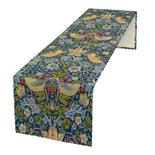 William Morris Table Runner for Table Decor, Art Vintage Botanical Flower Rustic Plant Floral Printed for Kitchen Dining Room Living Room Farmhouse Party Holiday Decorate 13" x 36" - color: William Morris_16, size: 13"W x 36"L (Pack of 1)