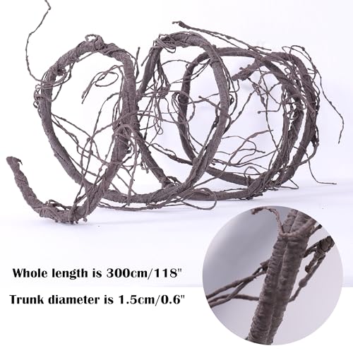 118" Flexible Medium Artificial Fake Reptile Climb Plants Tree Branches Twigs Cherry Blossom Cane Wall Hanging Wreath Fall Tree Trunk Stem GrapeVines Garland Garden Halloween Jungle Mantel Decoration - size: Medium