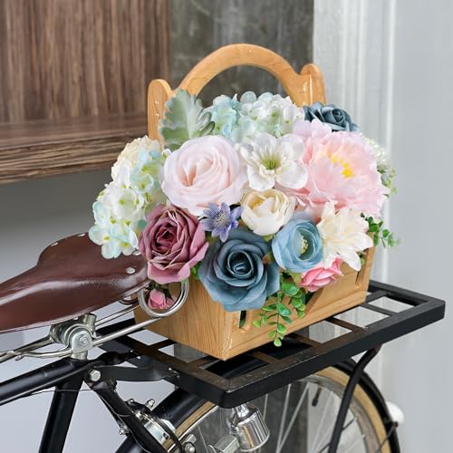 AGIRL Artificial Flowers Combo Silk Pink Roses Fake Flower with Stems for DIY Wedding Bouquets Centerpieces Arrangements Table Chair Decor Baby Shower Home Decor (Blue Pink) - color: Blue Pink
