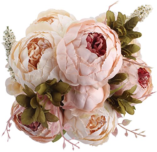 Duovlo Fake Flowers Vintage Artificial Peony Silk Flowers Wedding Home Decoration,Pack of 1 (Light Pink) - color: Light Pink