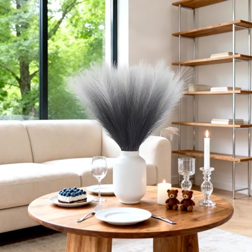 TORONTOKYO Black Pampas Grass Decor, 50Pcs 21.6 inch Artificial Faux Pompas Grass Small Short Fluffy Arrangement for Home Gothic Decor Vase Filler - color: Black, size: 21.6inch-50Pcs