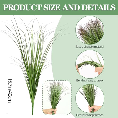 FOIMAS 12pcs Artificial Grass Plants,15.74" Faux Shrubs Wheat Grass Greenery Stems Fake Plants for Indoor Outdoor Home Decoration - size: 15.74