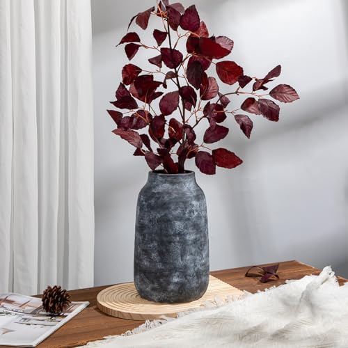 Briful Ceramic Flowers Vase Home Decor, Kitchen Dining Farmhouse Table Vases, Rustic Vintage Living Room Bathroom Bedroom Decorations for Office Coffee Desk Fireplace Shelf Mantel (11” Tall) - color: Lightslategray, size: 11 Inch